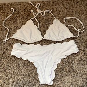 Asos white scalloped bikini size medium